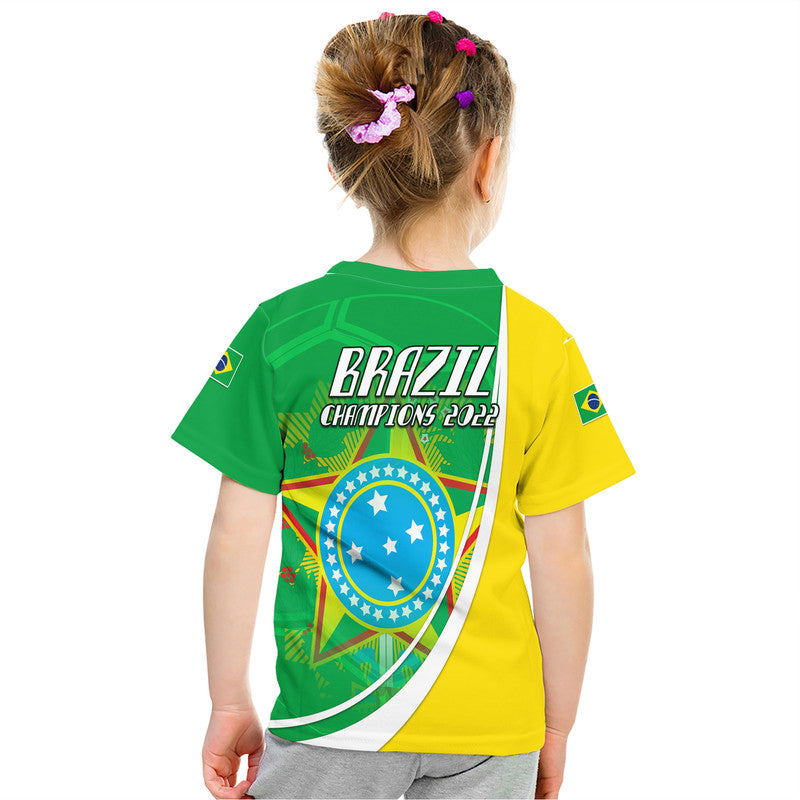 Brazil Champions 2022 football t-shirt back print with Brazil crest and 'BRAZIL Champions 2022'