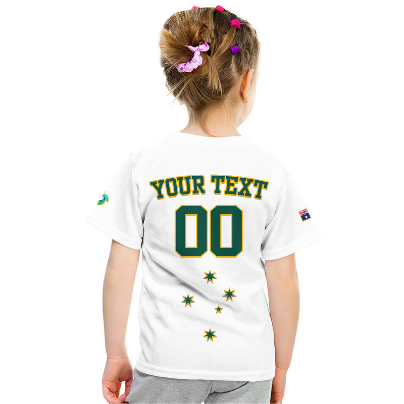 (Custom Text And Number) Baseball 2023 Australia Home Kit Kid T Shirt - Wonder Print Shop