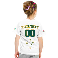 (Custom Text And Number) Baseball 2023 Australia Home Kit Kid T Shirt - Wonder Print Shop