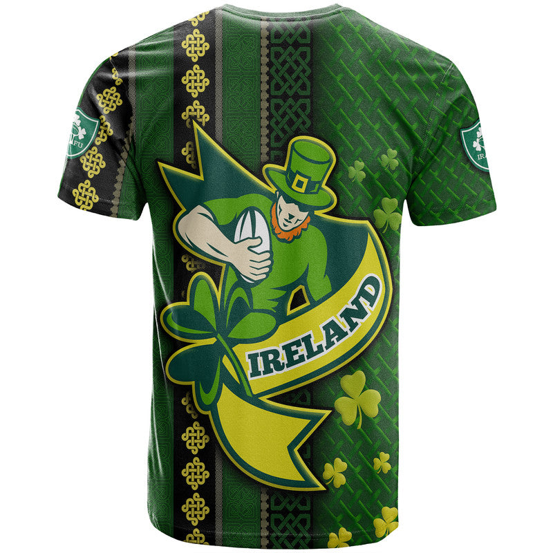 Ireland Celtic Knot Rugby T Shirt Irish Gold and Green Pattern - Wonder Print Shop