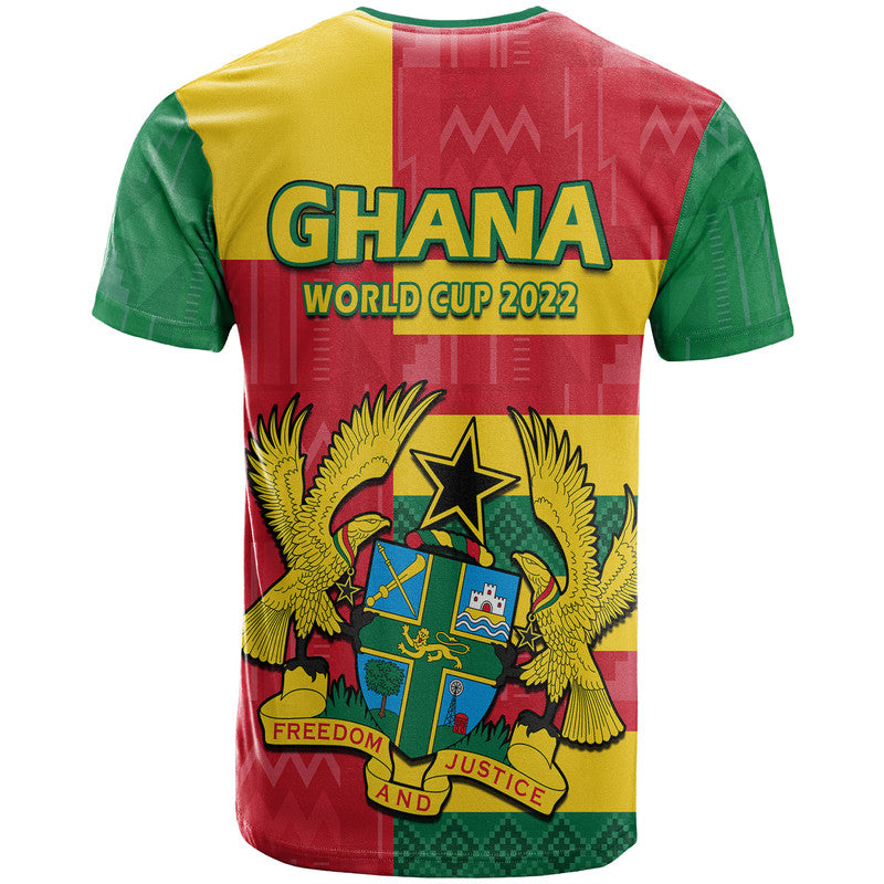 Ghana Football Flag Color Mixed Kente Pattern T Shirt - Wonder Print Shop