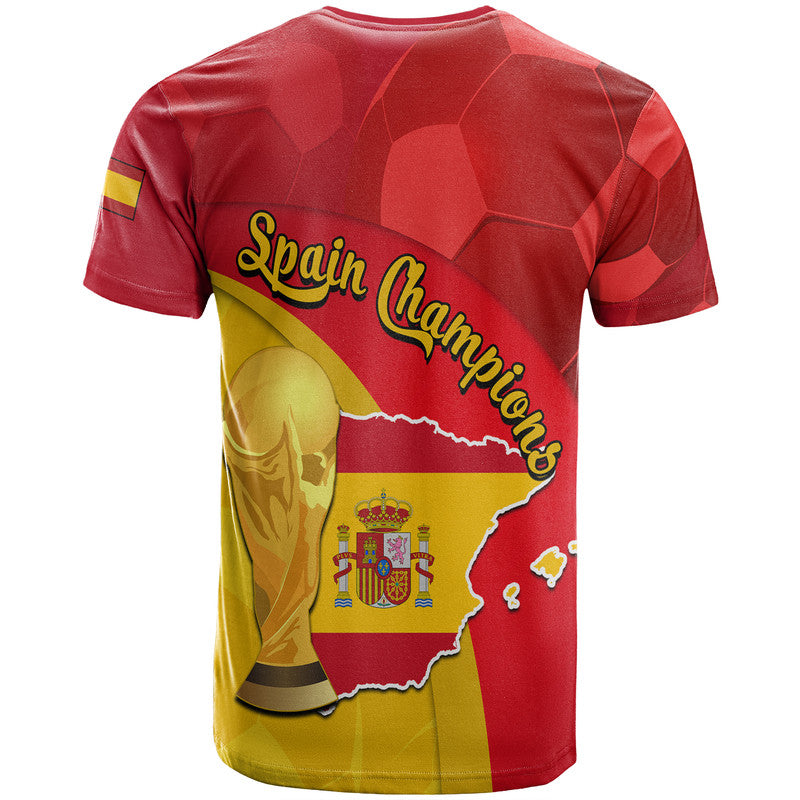 Spain Football Champions T Shirt Spain Coat Of Arms And Trophy - Wonder Print Shop