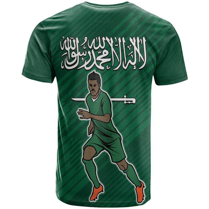 Saudi Arabia Football with Flag Background T Shirt - Wonder Print Shop