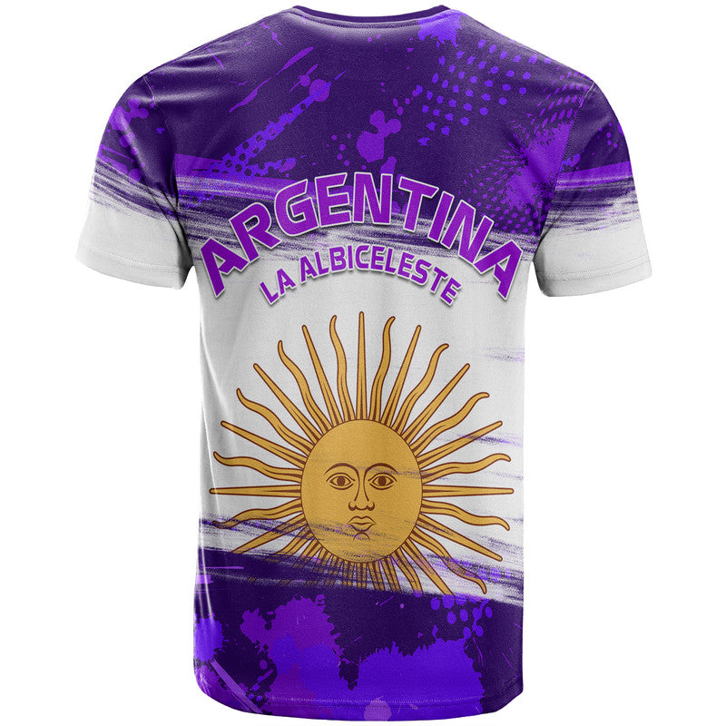 Argentina Sol de Mayo La Albiceleste Flag Style T Shirt Purple - Wonder Print Shop