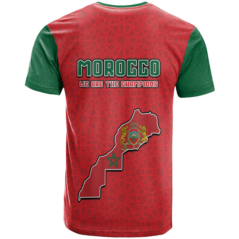 Morocco Football Mixed Flag Map Style T Shirt - Wonder Print Shop