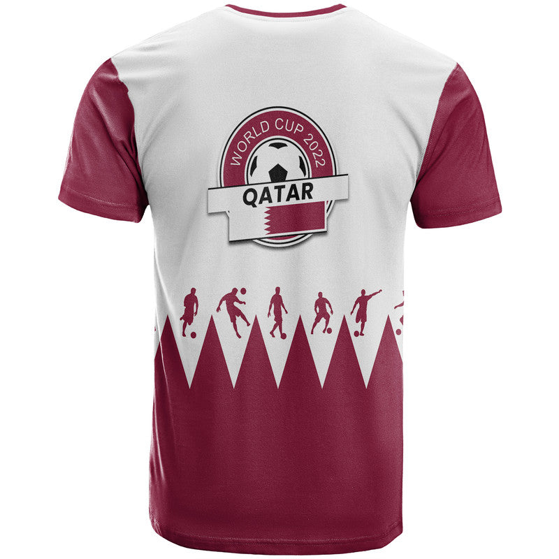 Qatar WC 2022 Flag Style T Shirt The Maroon Football Player - Wonder Print Shop
