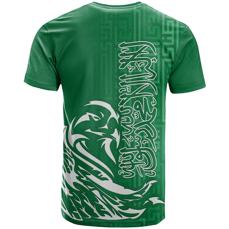 Saudi Arabia Football Falcon Bird And Arabic Text T Shirt - Wonder Print Shop