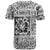 Fiji Tribal Black T Shirt Triple Hibiscus Tapa Style - Wonder Print Shop