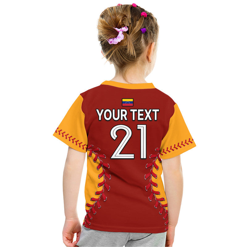 (Custom Personalised) Venezuela Baseball Flag Map Kid T Shirt - Wonder Print Shop