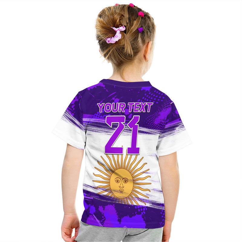 Custom Argentina Sol de Mayo La Albiceleste Flag Style T Shirt Purple - Wonder Print Shop