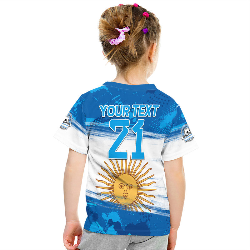 Custom Argentina Sol de Mayo La Albiceleste Flag Style T Shirt Blue - Wonder Print Shop