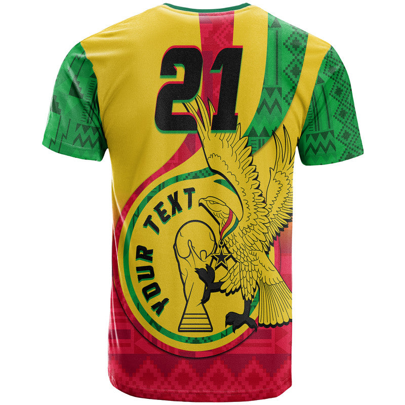 Custom Ghana Football Black Star and Golden Tawny Eagles T Shirt - Wonder Print Shop