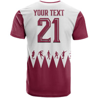 Custom Qatar WC 2022 Flag Style T Shirt The Maroon Football Player - Wonder Print Shop