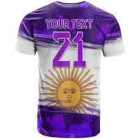Custom Argentina Sol de Mayo La Albiceleste Flag Style T Shirt Purple - Wonder Print Shop