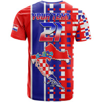 Custom Croatia Football Flag Minimalist Style T Shirt - Wonder Print Shop