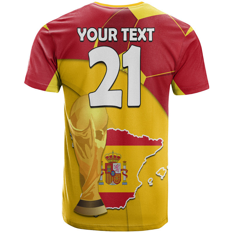 Custom Spain Football Champions T Shirt Spain Flag With Soccer Ball - Wonder Print Shop