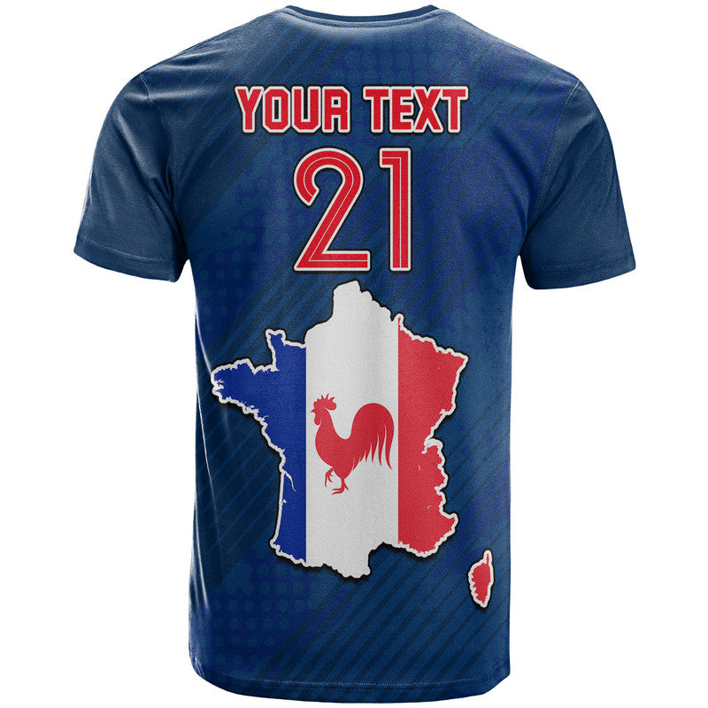 Custom France Football 2022 With Flag Map T Shirt - Wonder Print Shop