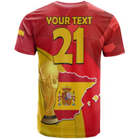 Custom Spain Football Champions T Shirt Spain Coat Of Arms And Trophy - Wonder Print Shop
