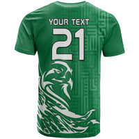 Custom Saudi Arabia Football Falcon Bird And Arabic Text T Shirt - Wonder Print Shop