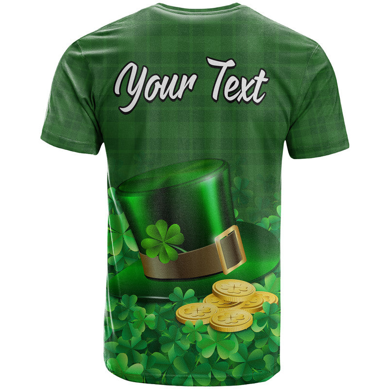 Custom St Patricks Day T Shirt Green Leprechaun Hat With Clover Leaf No2 - Wonder Print Shop
