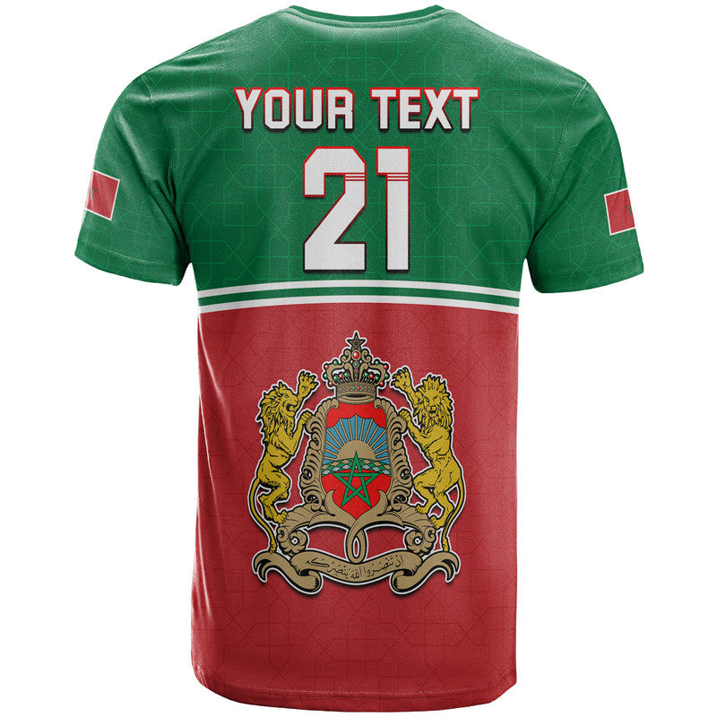Custom Morocco Football Geometric Halftone Pattern T Shirt - Wonder Print Shop