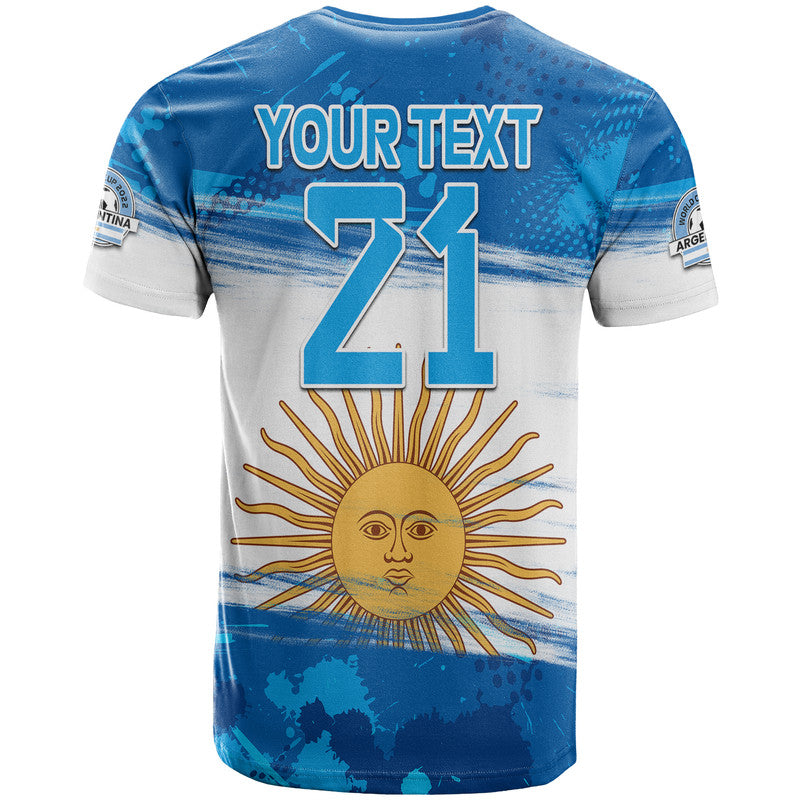 Custom Argentina Sol de Mayo La Albiceleste Flag Style T Shirt Blue - Wonder Print Shop