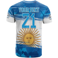 Custom Argentina Sol de Mayo La Albiceleste Flag Style T Shirt Blue - Wonder Print Shop