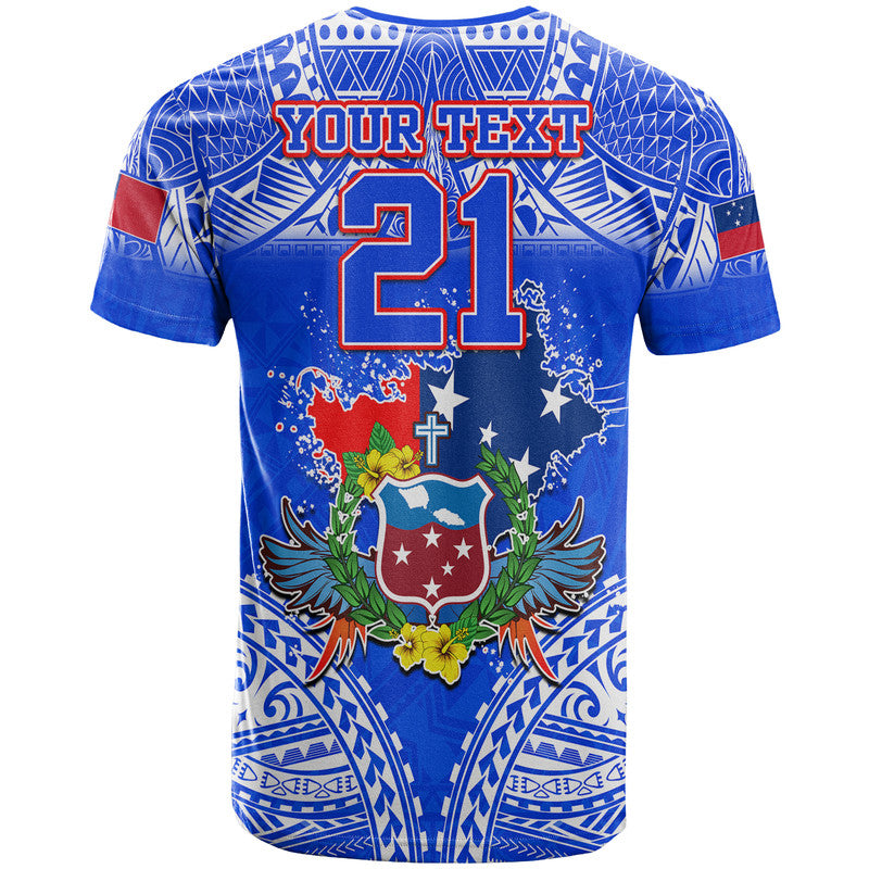 Custom Toa Samoa Polynesian Rugby T Shirt Samoan Flag Blue Color - Wonder Print Shop