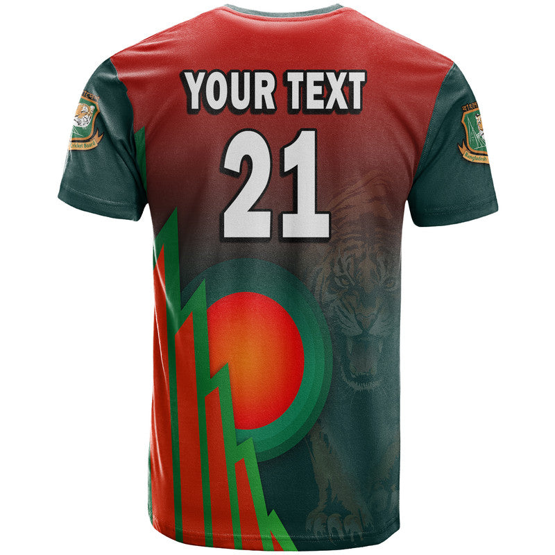 Custom Bangladesh Bangla Tigers Cricket T Shirt Tigers and Bangladesh Flag - Wonder Print Shop
