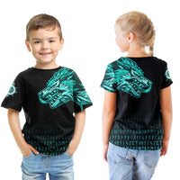 Viking T shirt Kid Fenrir Wolf Cyan Near Shoulder RLT12 - Wonder Print Shop