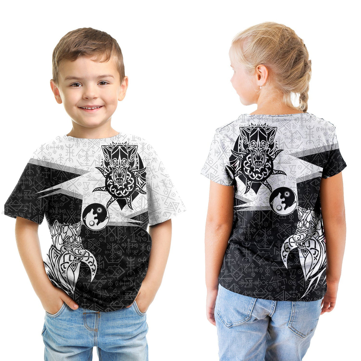 Viking T shirt Kid - Skoll and Hati New Style RLT12 - Wonder Print Shop