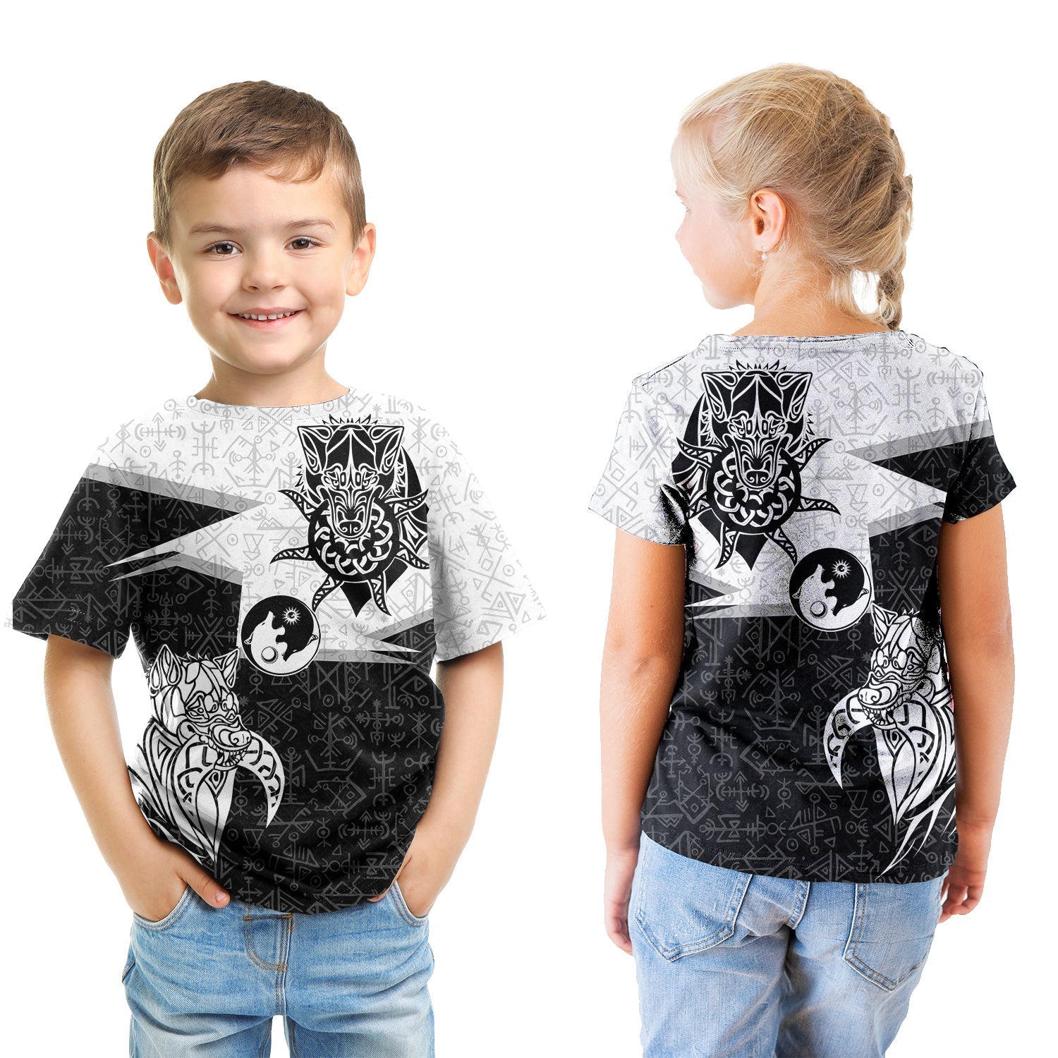 Viking T shirt Kid - Skoll and Hati New Style RLT12 - Wonder Print Shop