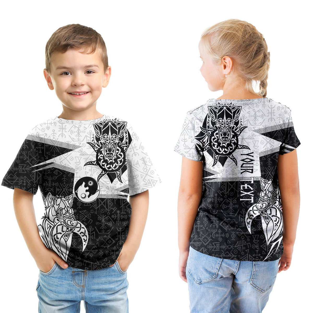 (Custom) Viking T Shirt Kid - Skoll And Hati New Style RLT12 - Wonder Print Shop