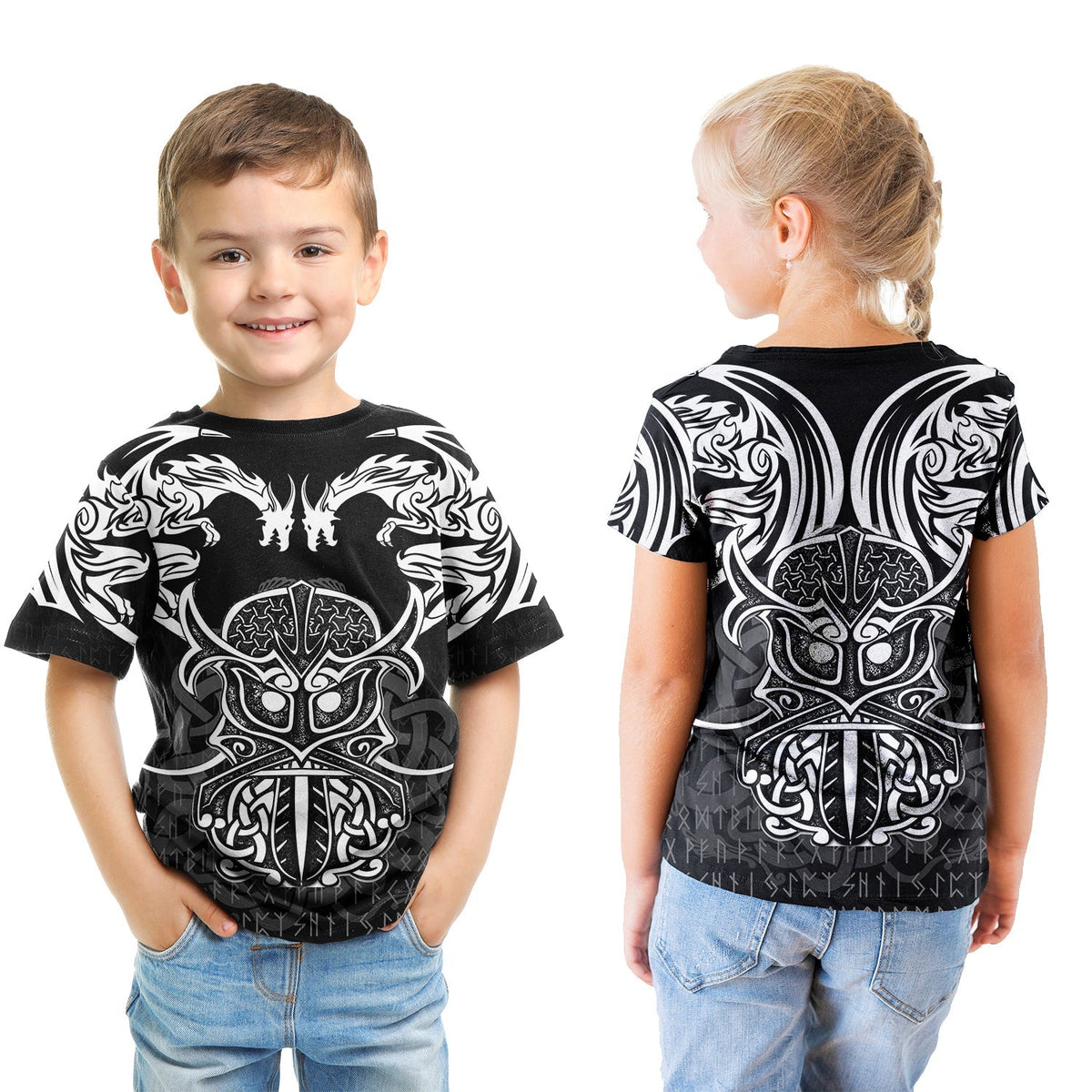 Viking T shirt Kid - Njord and Dragon Tattoo RLT12 - Wonder Print Shop