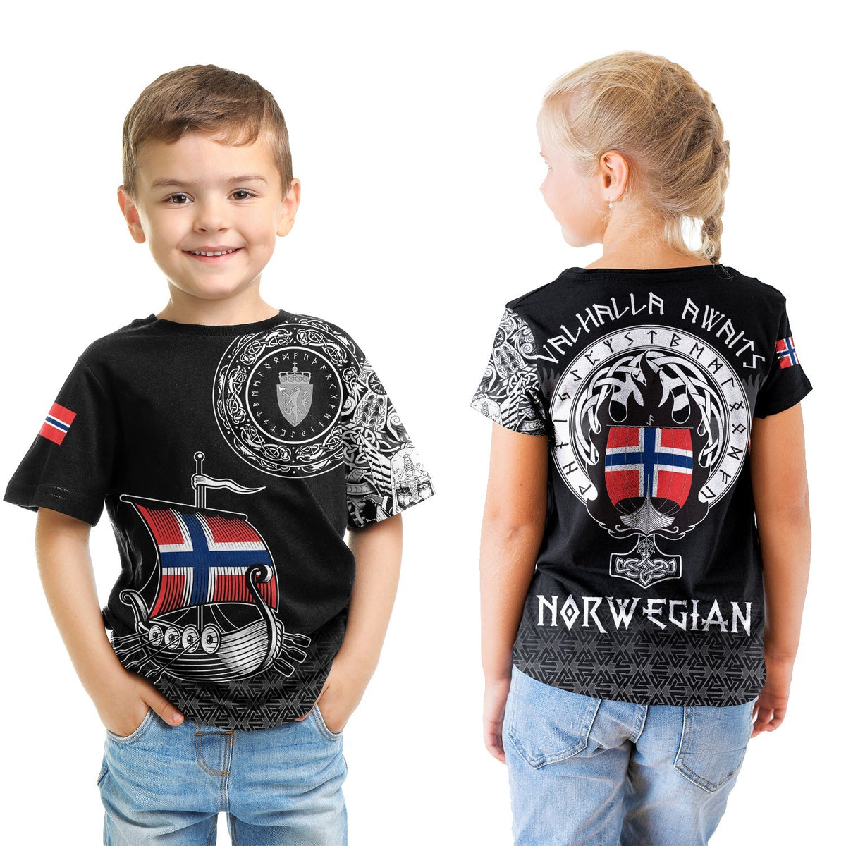 Viking T shirt Kid - Norwegian Drakkar RLT12 - Wonder Print Shop