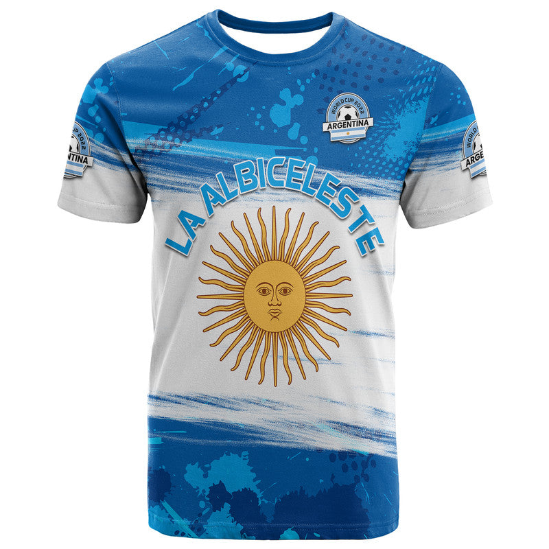 Argentina Sol de Mayo La Albiceleste Flag Style T Shirt Blue - Wonder Print Shop
