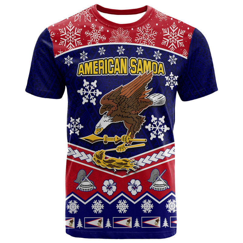 Custom American Samoa Tribal Polynesian Christmas Vibe T Shirt - Wonder Print Shop