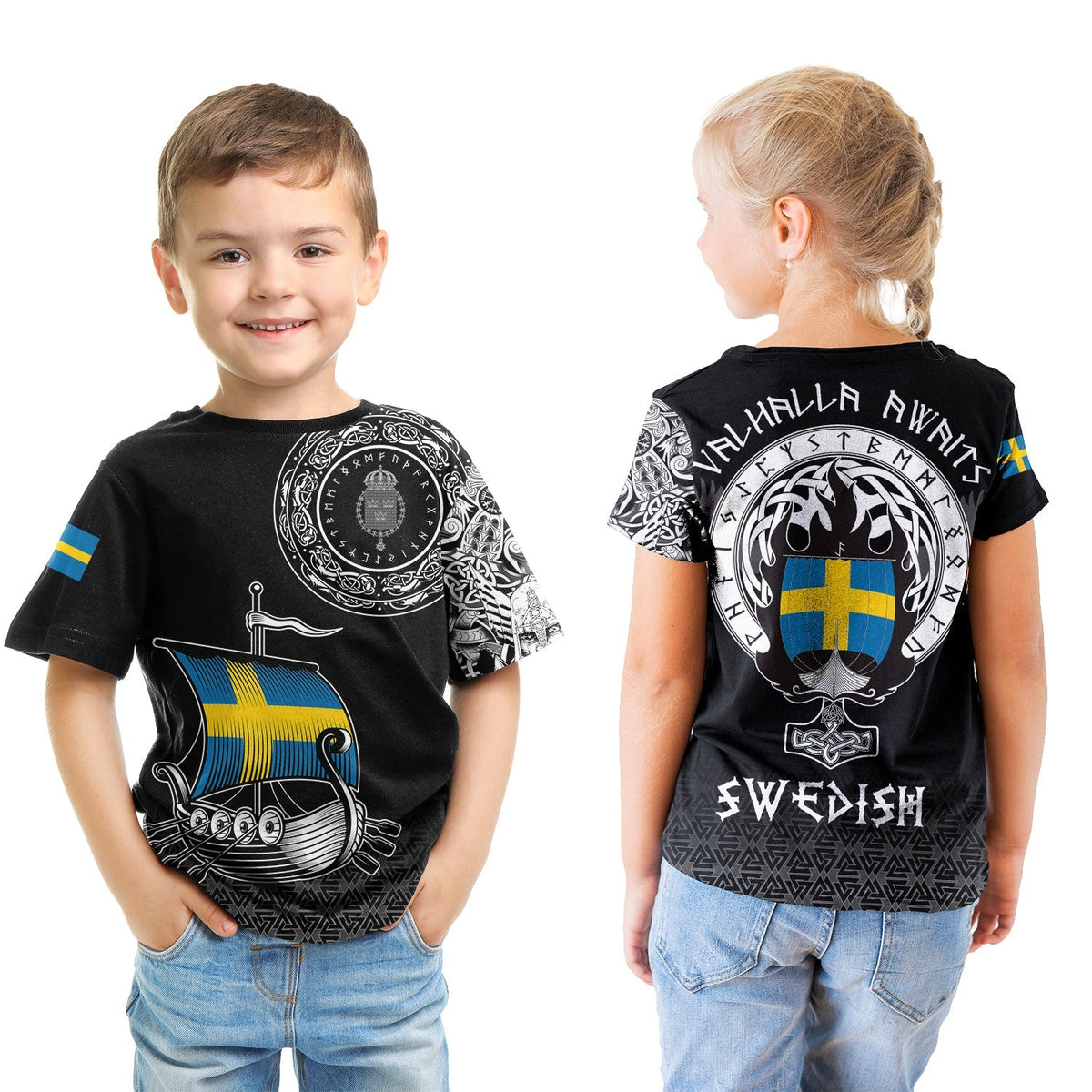 Viking T shirt Kid - Swedish Drakkar RLT12 - Wonder Print Shop