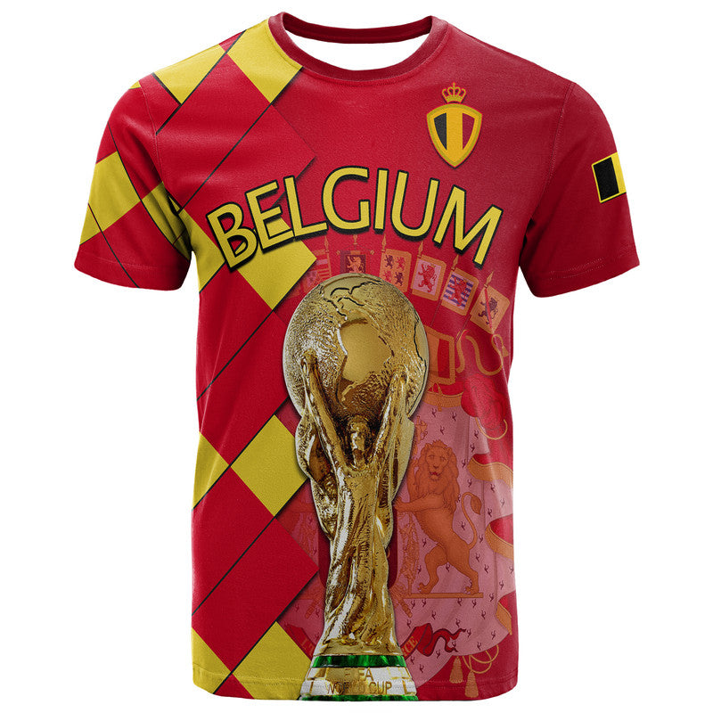 Custom Belgium Football Champions Great Coat of Arms T Shirt - Wonder Print Shop