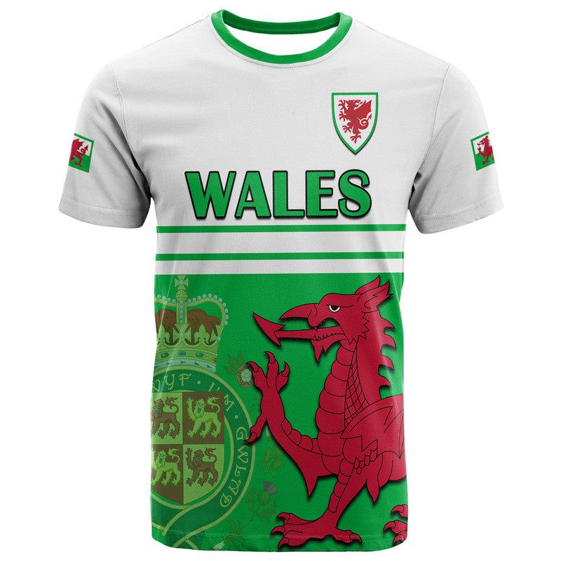 Custom Wales Football Qatar 2022 T Shirt Cymru Coat of Arms - Wonder Print Shop