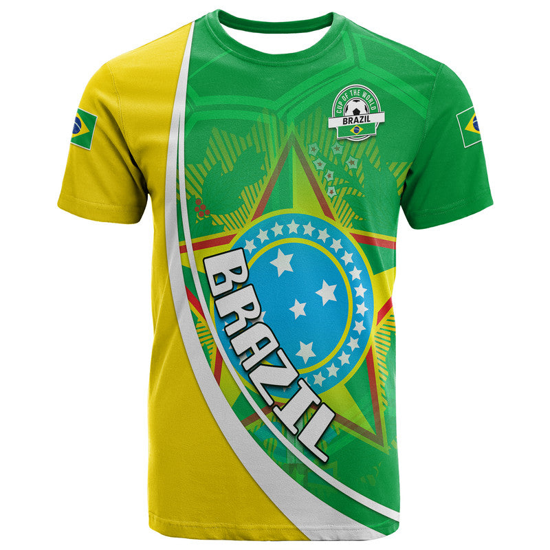 Custom Brazil Football Coat Of Arms T Shirt Canarinha Champions World Cup 2022 - Wonder Print Shop