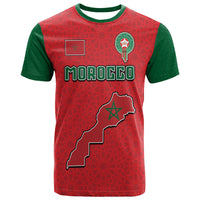 Custom Morocco Football Mixed Flag Map Style T Shirt - Wonder Print Shop