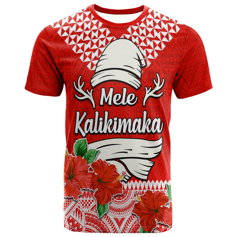 Custom Hawaii Hibiscus Flower Mele Kalikimaka T Shirt - Wonder Print Shop