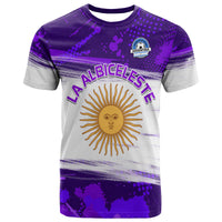 Custom Argentina Sol de Mayo La Albiceleste Flag Style T Shirt Purple - Wonder Print Shop