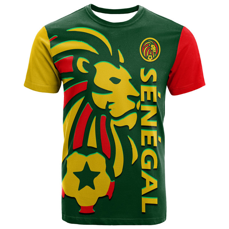 Custom Senegal Football Lion of Teranga T Shirt - Wonder Print Shop