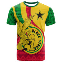 Custom Ghana Football Black Star and Golden Tawny Eagles T Shirt - Wonder Print Shop