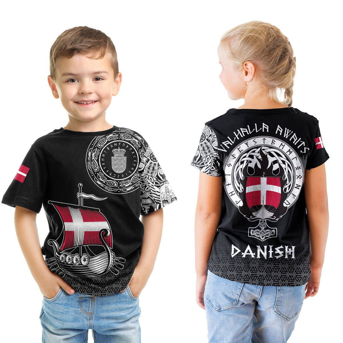 Viking T shirt Kid - Danish Drakkar RLT12 - Wonder Print Shop