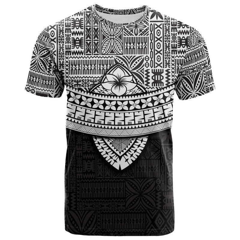 Fiji Tribal Black T Shirt Polynesian Chest White Style - Wonder Print Shop