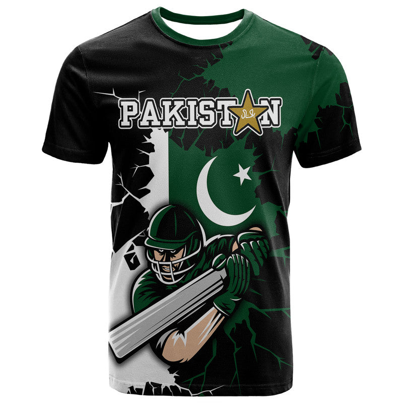 Custom Pakistan Men in Green Cricket Team T Shirt Pakistan Player Flag Style - Wonder Print Shop