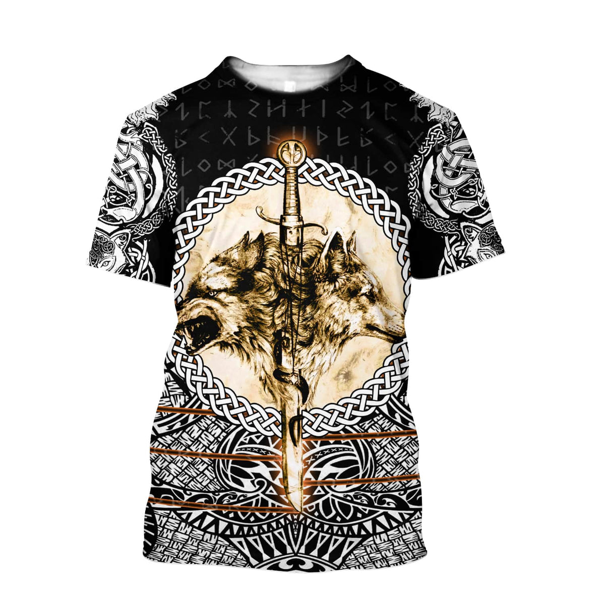Viking T Shirt Wolf and Vikings Tattoo 3D RLT12 - Wonder Print Shop